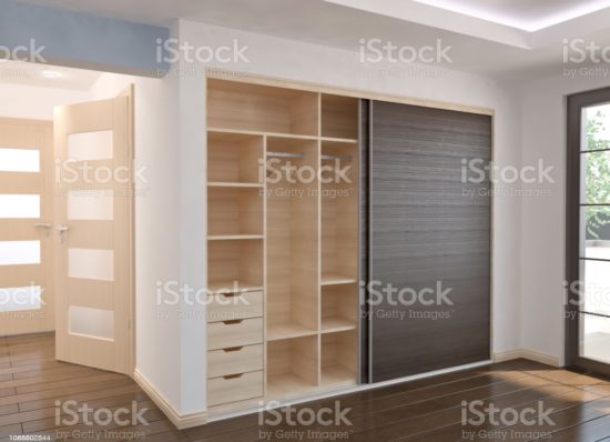 Interior with wardrobe, 3D illustration